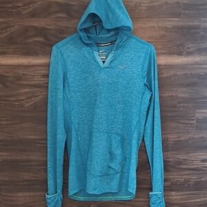Nike Teal Blue Dri-FIT Lightweight Performance Running Hoodie Small